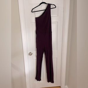 Alex Lane One Shoulder Burgundy Jumpsuit - Size Petite